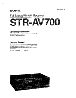 Sony STR-AV700 - Owners Manual 